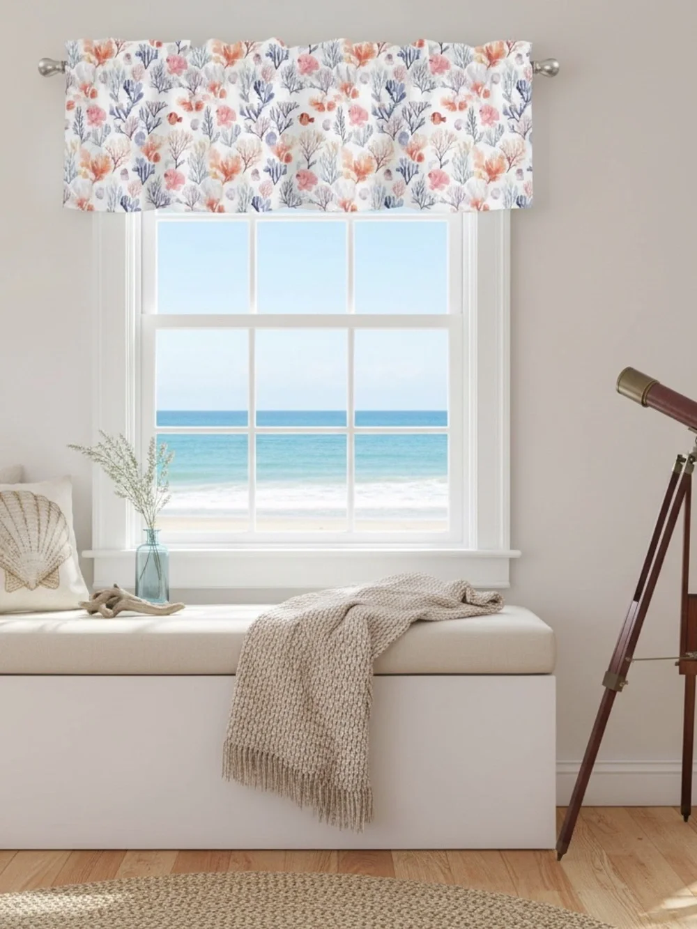 Coastal Ocean Coral Fish Window Valance 54x18 NWOT